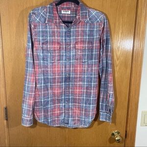 Express Pearl Snap Plaid Buttondown